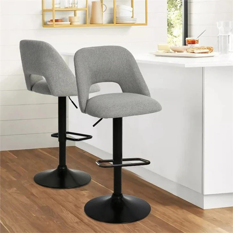 Grey Fashionable Contracted Velvet Swivel Bar Stool