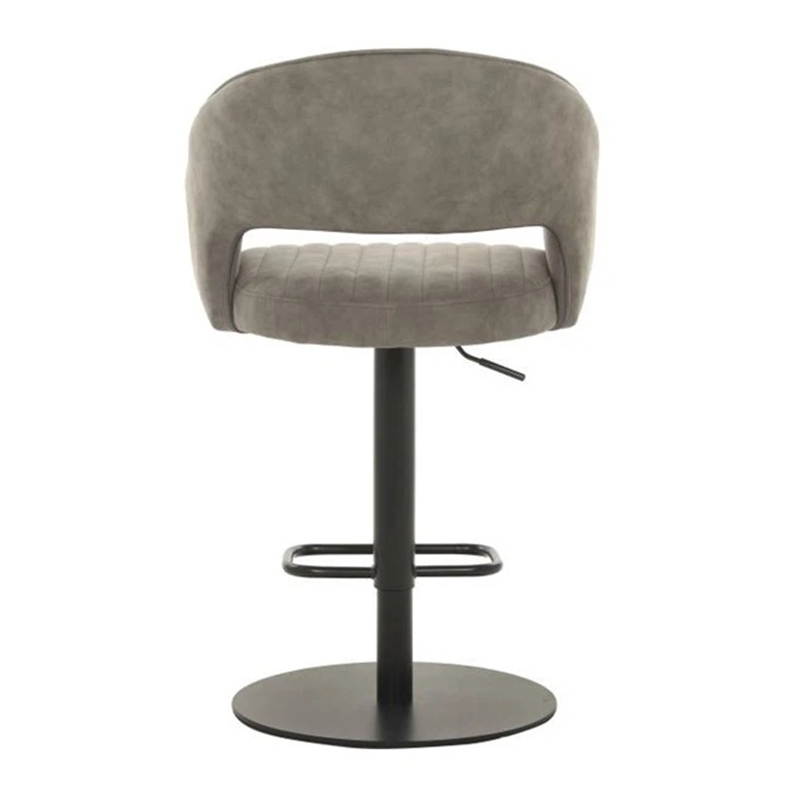 Swivel Height-Adjustable Upholstered Bar Stool With Back