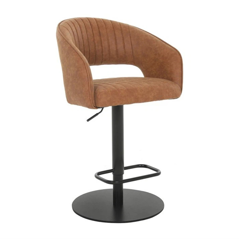 Velvet/PU Leather/Linen Swivel Bar Stool With Back