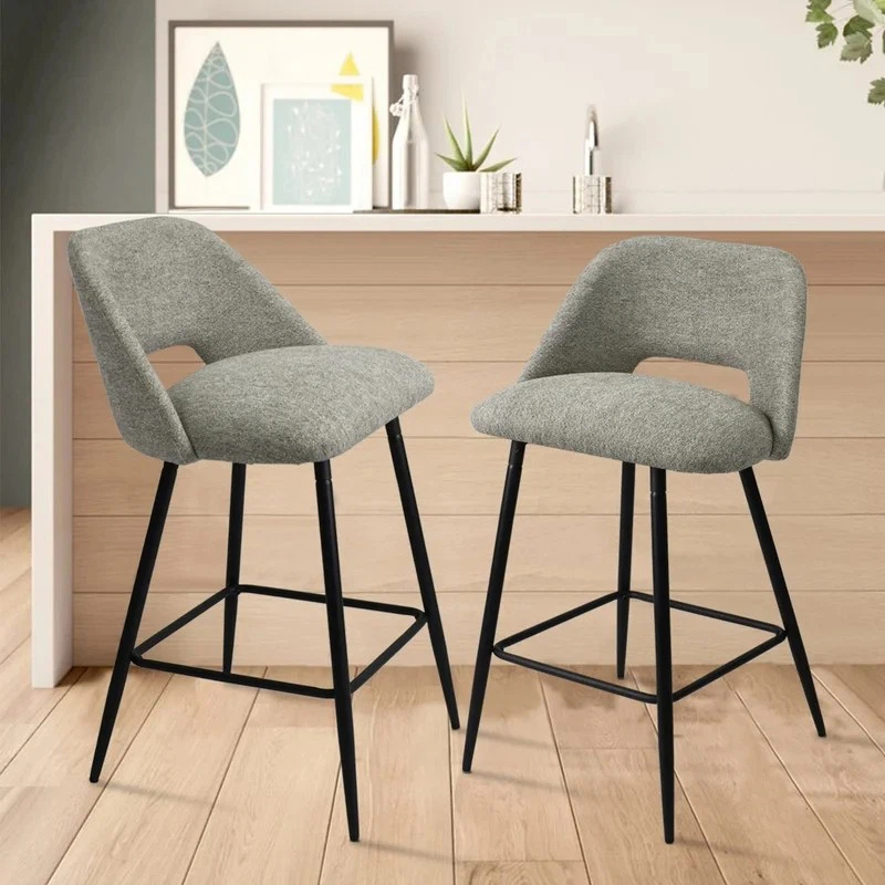 2 pcs High Back Breakfast Kitchen Bar Stool With Sturdy Legs