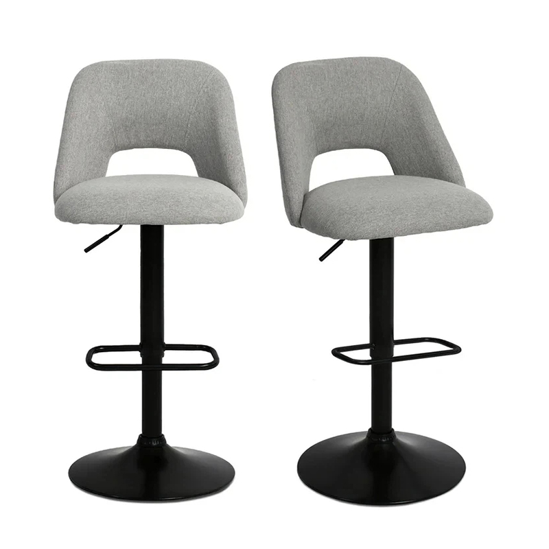 Grey Fashionable Contracted Velvet Swivel Bar Stool