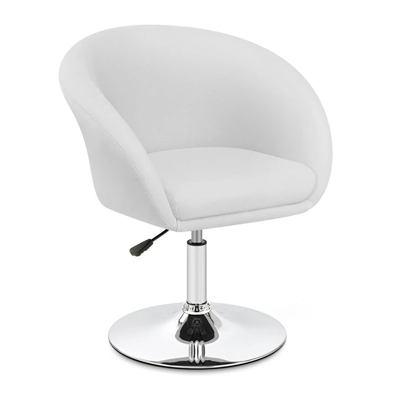 White Upholstered Bar Chairs With Hydraulic Lift