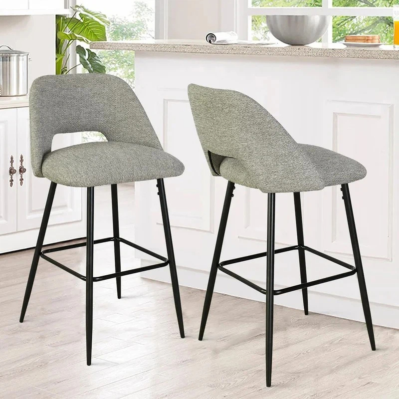 2 pcs High Back Breakfast Kitchen Bar Stool With Sturdy Legs