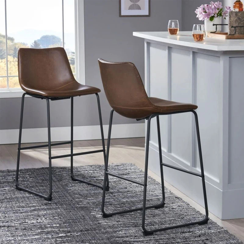 Solid Leather Upholstered Counter Height Chairs