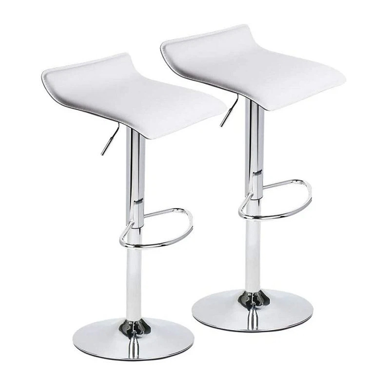 Metal Frame With Pedestal Base Classic Leather Bar Stool Set Of 2