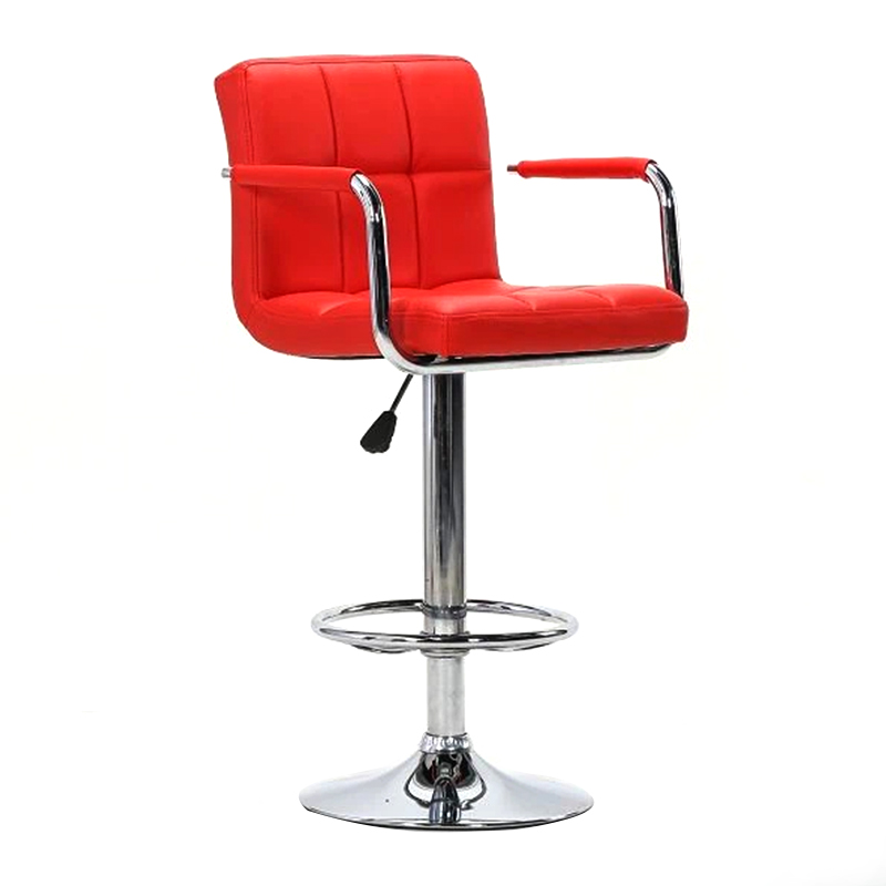 Red Restaurant/Cafe Leather Bar Stool With Arms