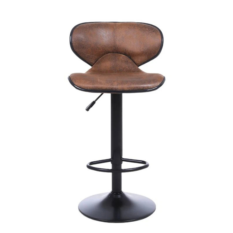 Brown PU Seat Kitchen Dining Bar Stools High Chair