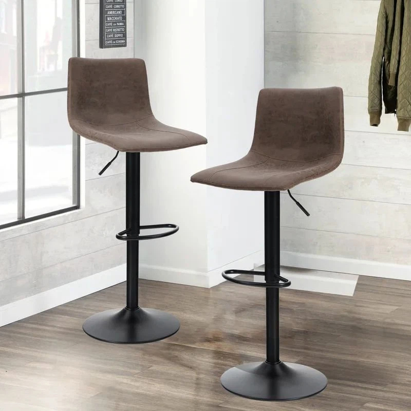 Upholstered Seat Cushion Luxury Leather Swivel Bar Stool