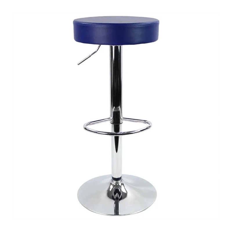 PU Leather Classic Black Leather Round Bar Stool For Offices