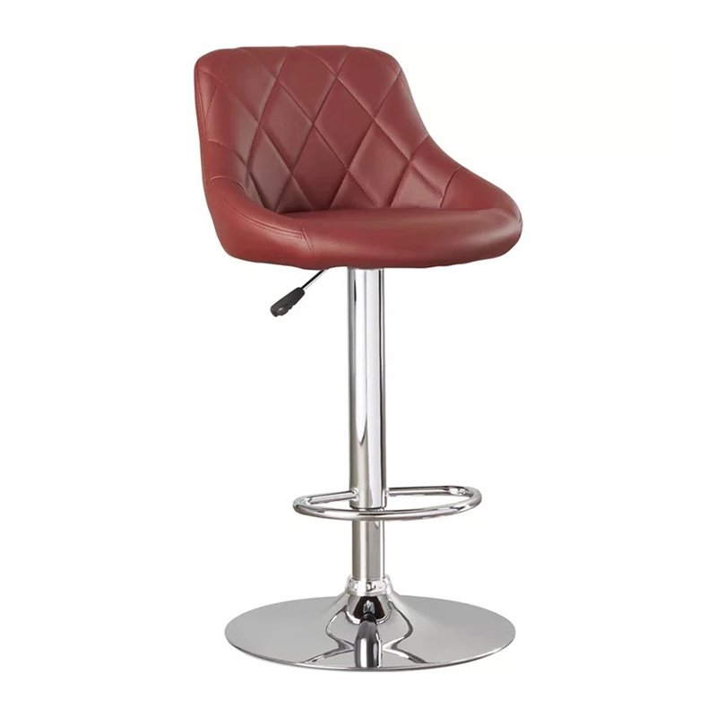 Wine Leather Home Bar Stool With Backs For Kitchen Counter