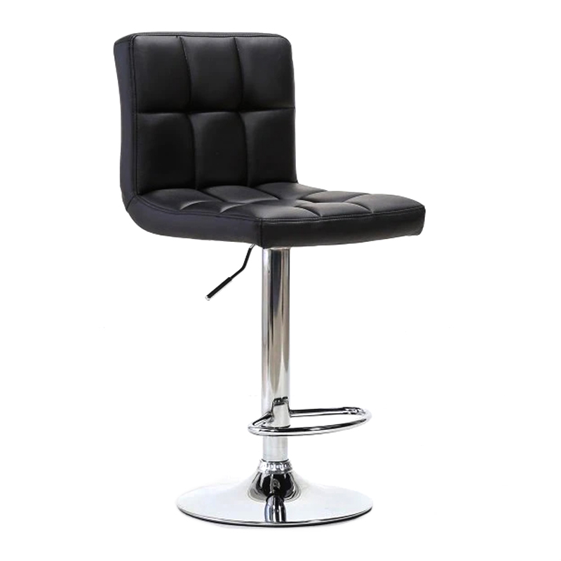 Black Synthetic Leather Adjustable Modern Bar Stool