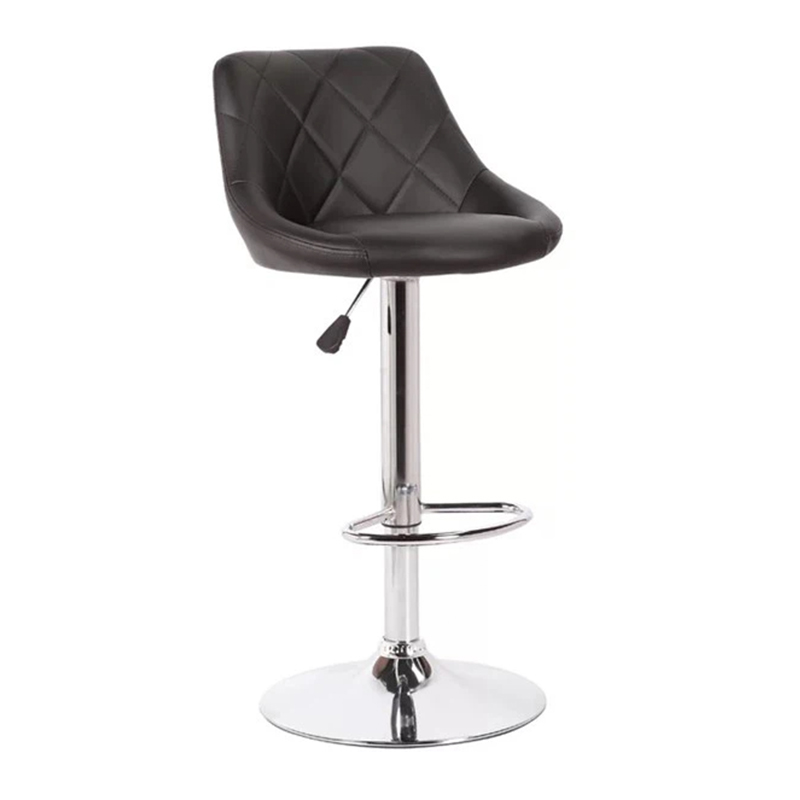 Black PU Upholstered Swivel Counter Stools With Backs