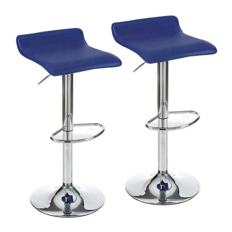 Metal Frame With Pedestal Base Classic Leather Bar Stool Set Of 2