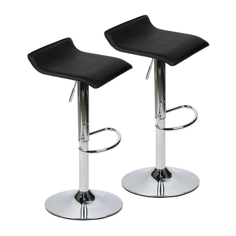 Metal Frame With Pedestal Base Classic Leather Bar Stool Set Of 2