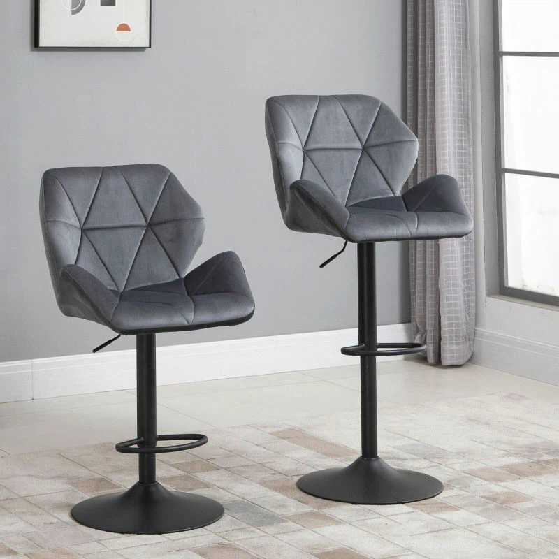 Adjustable Set of 2 Faux Leather Cover Bar Counter Chairs