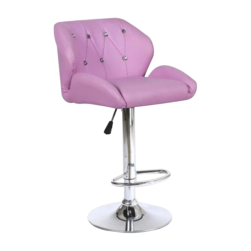 Pink Metal And Leather Swivel Counter Height Bar Stools