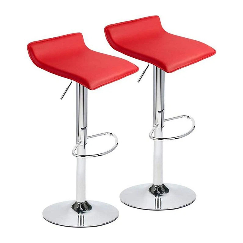 Metal Frame With Pedestal Base Classic Leather Bar Stool Set Of 2