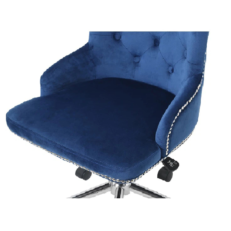 Navy Blue Velvet Chair 360°Swivel Office Chair With Wheels