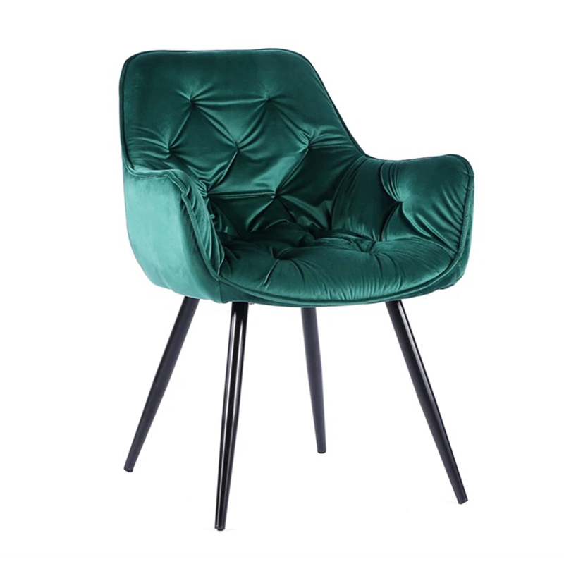 Modern Green Velvet Dining Chairs With Metal Legs