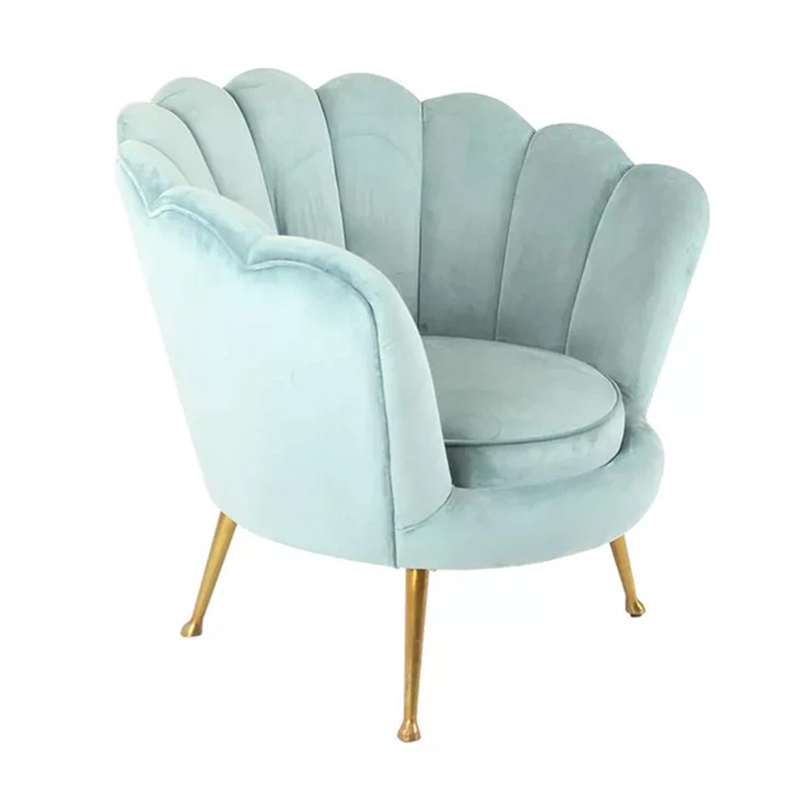 Light Blue Armchair Golden Metal Legs Sofa For Living Room