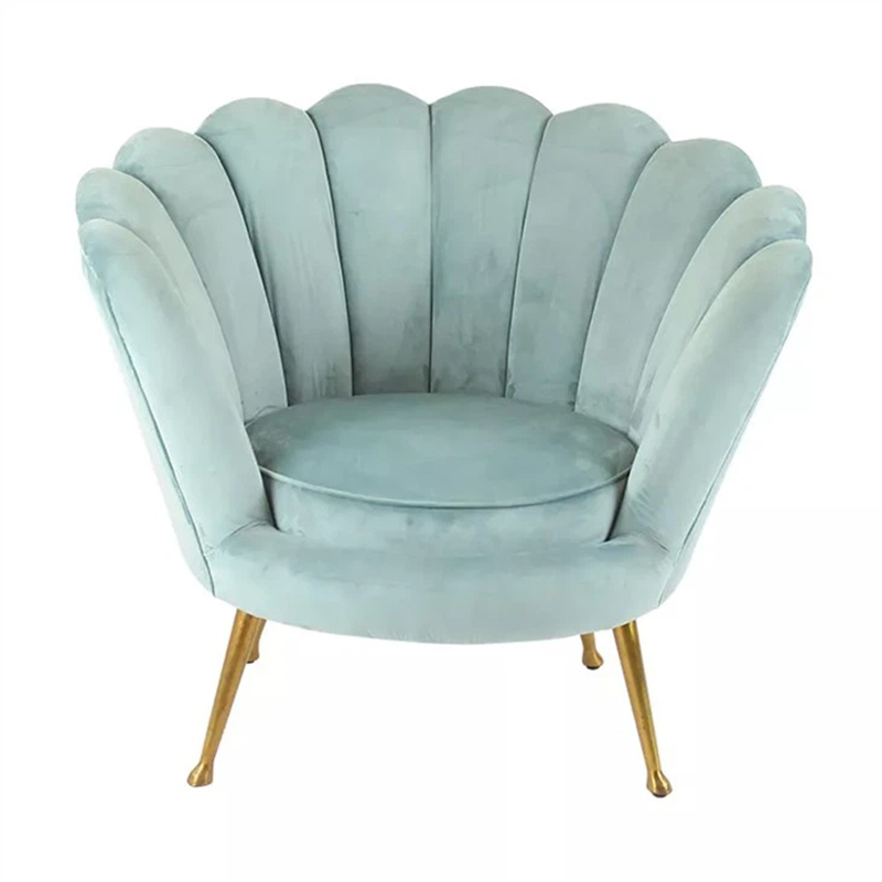 Light Blue Armchair Golden Metal Legs Sofa For Living Room