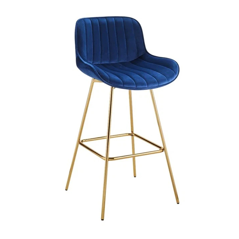 Blue Fabric Bar Chair High Stool Chair Dining Chairs