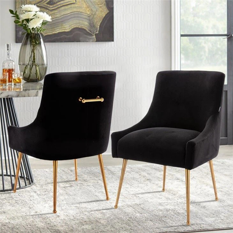 Black Velvet Accent Wedding Vanity Comfy Dining Chair