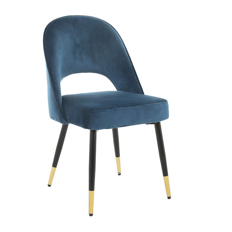 Blue Velvet European Beetle Dining Upholstered Side Chairs