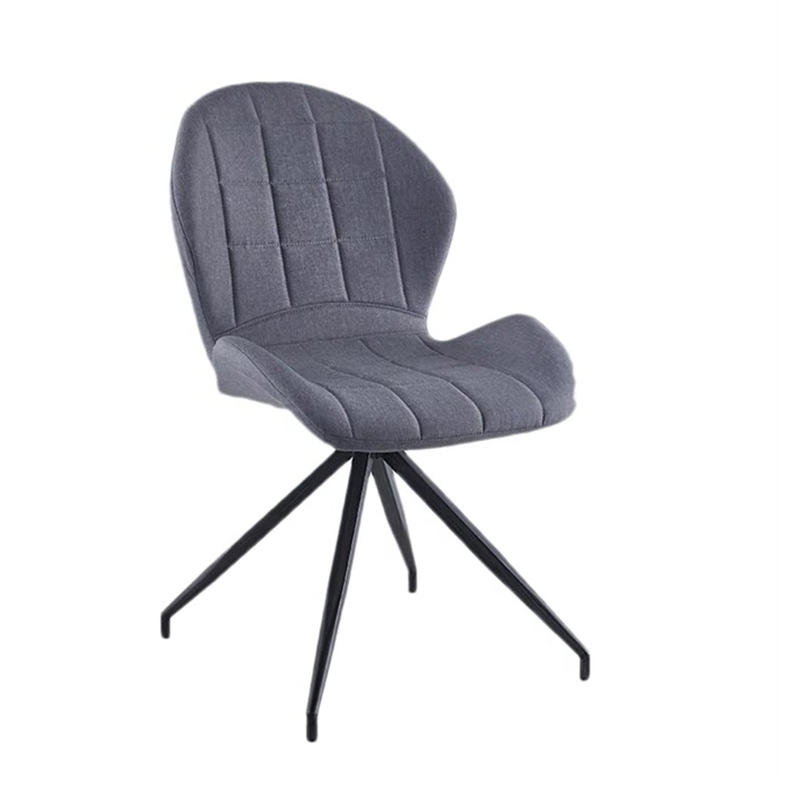 Grey Fabric Upholstered Swivel Casual Dining Chairs