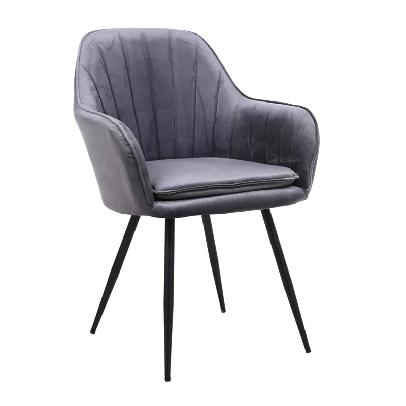 Grey Fabric Ergonomic Upholstered Dining Chairs With Arms