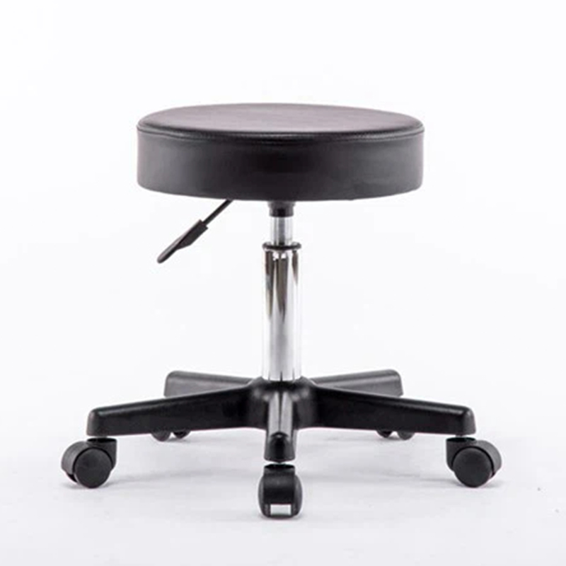 Adjustable PU Leather Round Rolling Black Salon Stools