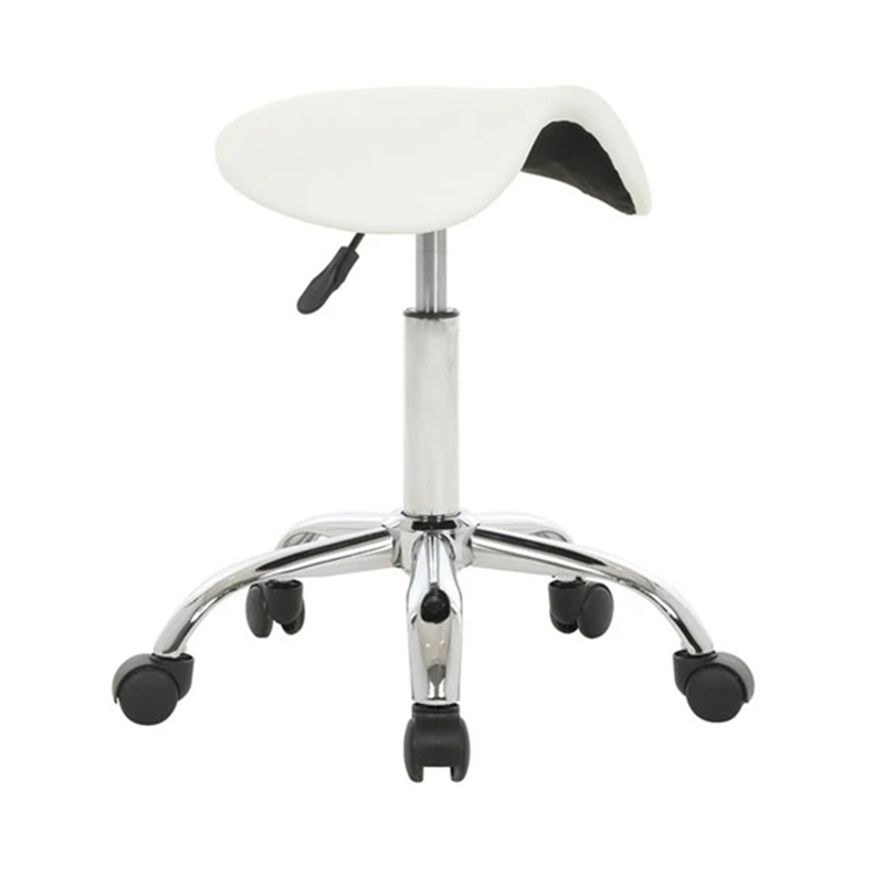 White Saddle Stool Ergonomic Rolling Esthetician Seat