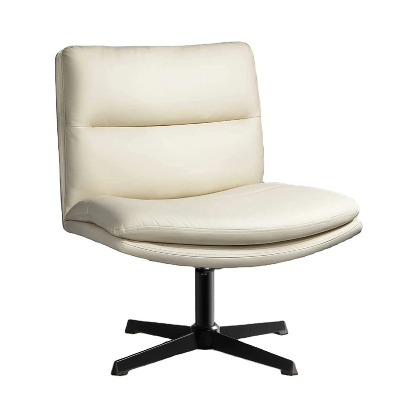 White PU Leather Armless Home Office Desk Chairs