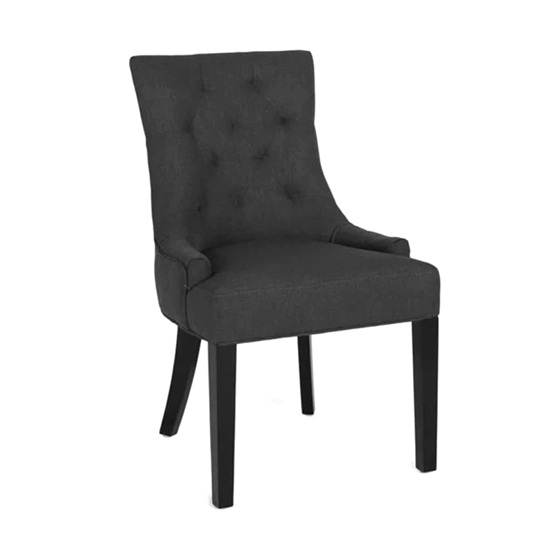 Black Velvet Linen Dining Kitchen Chair With High Back