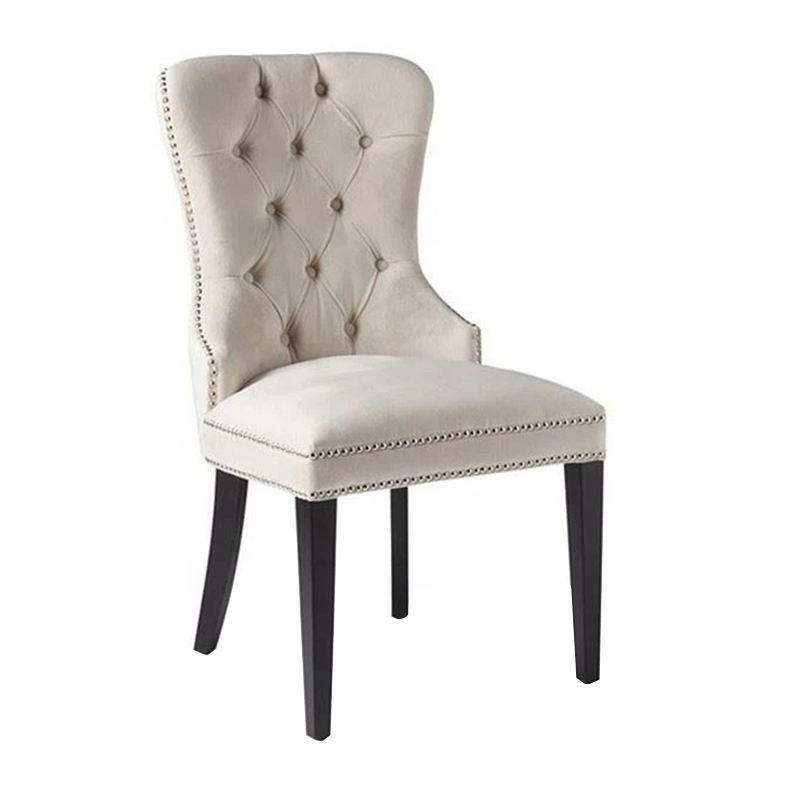 European High Back Nailed Trim Upholstered Dining Chairs