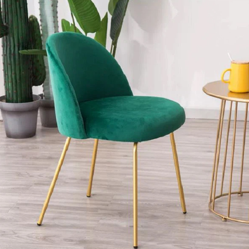 Green Upholstered Velvet Kitchen Dining Chair With Metal Legs