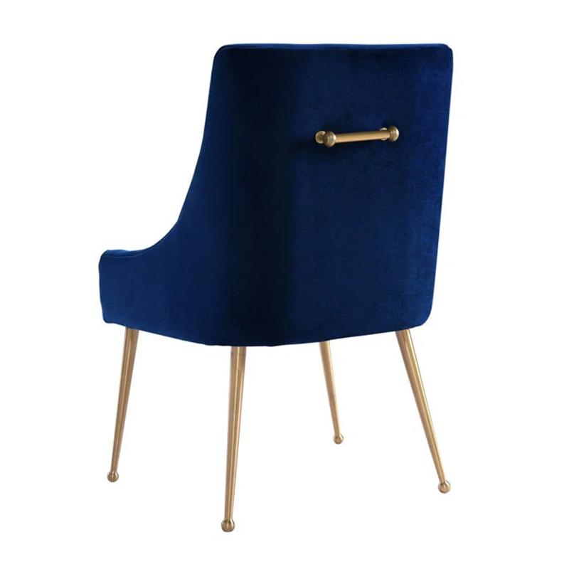 Blue Velvet Dinning Chair With Iron Metal Legs