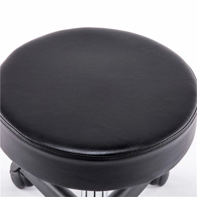 Adjustable PU Leather Round Rolling Black Salon Stools