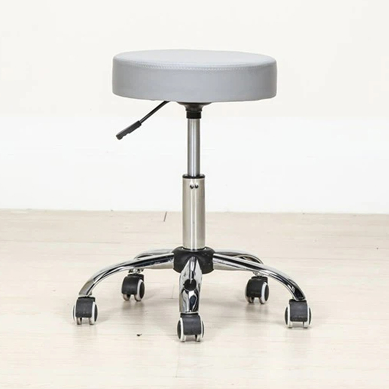 Adjustable PU Leather Round Rolling Black Salon Stools