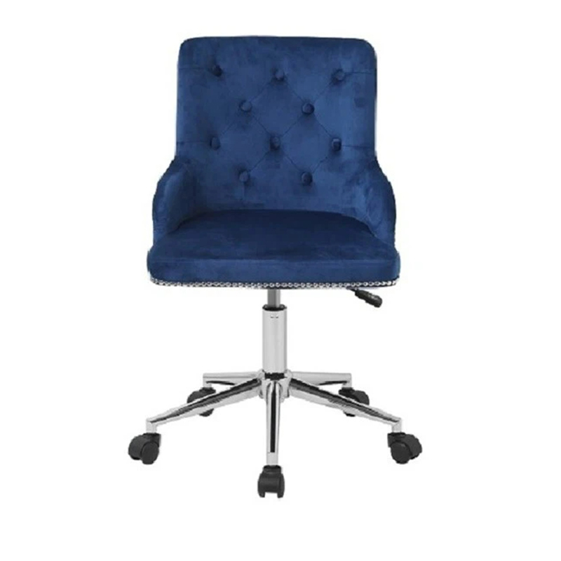 Navy Blue Velvet Chair 360°Swivel Office Chair With Wheels