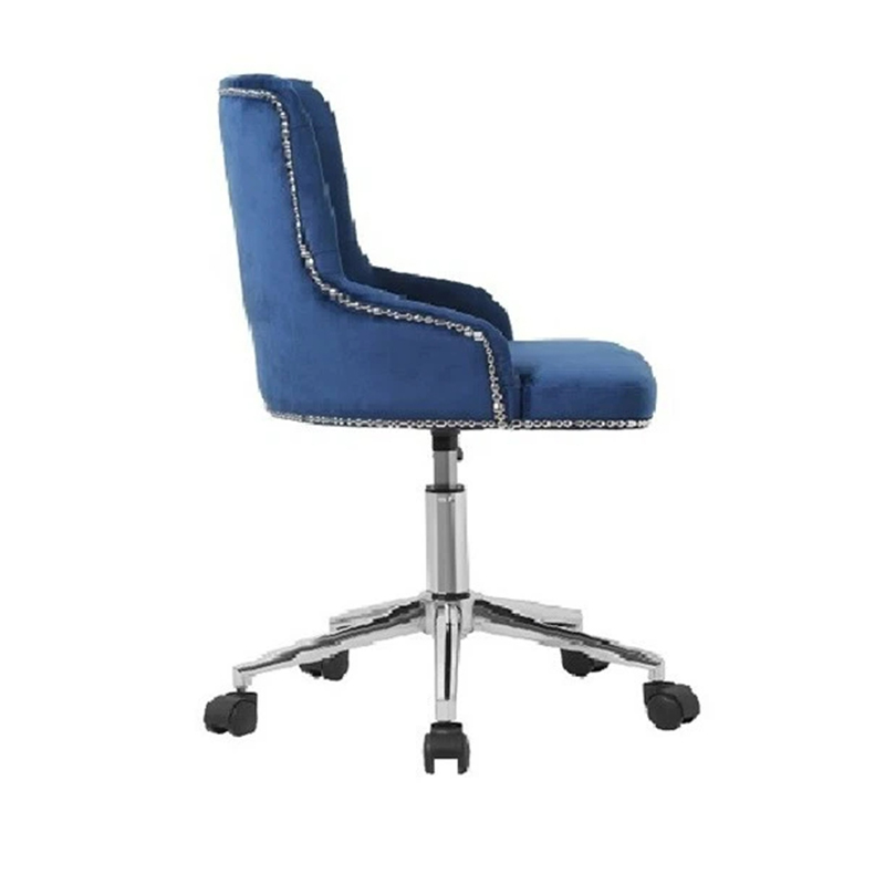 Navy Blue Velvet Chair 360°Swivel Office Chair With Wheels