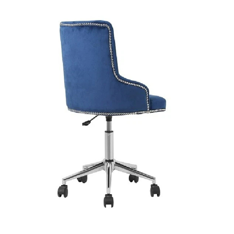 Navy Blue Velvet Chair 360°Swivel Office Chair With Wheels