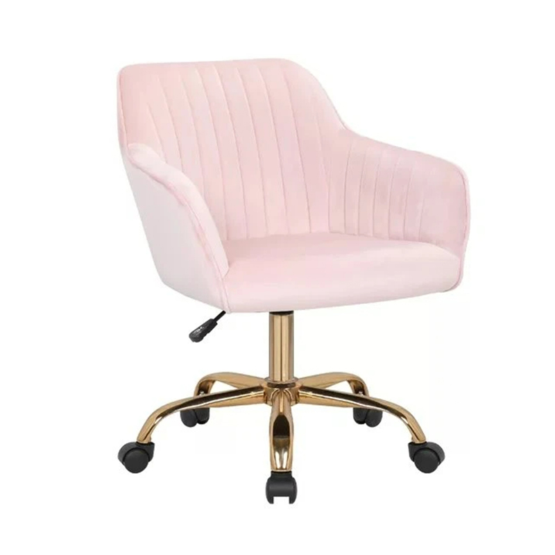 Pink Mid-Back Swivel Home Office Desk Chair With Armrests